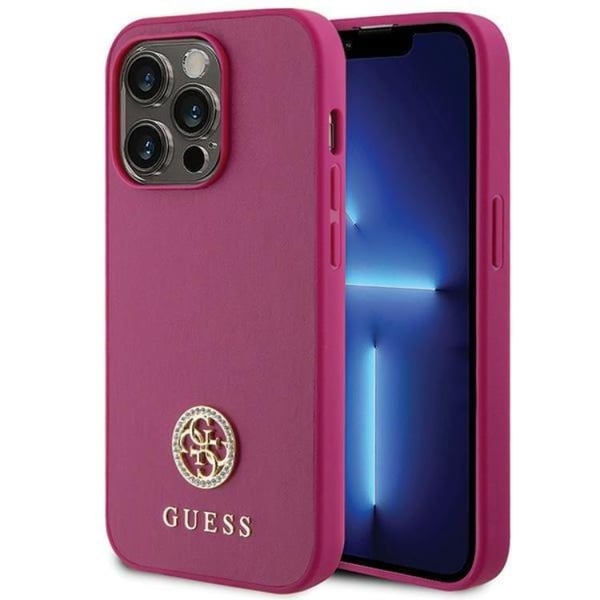 Guess Mobilskal till iPhone 15 Pro Max Strass Metal Logo - Rosa