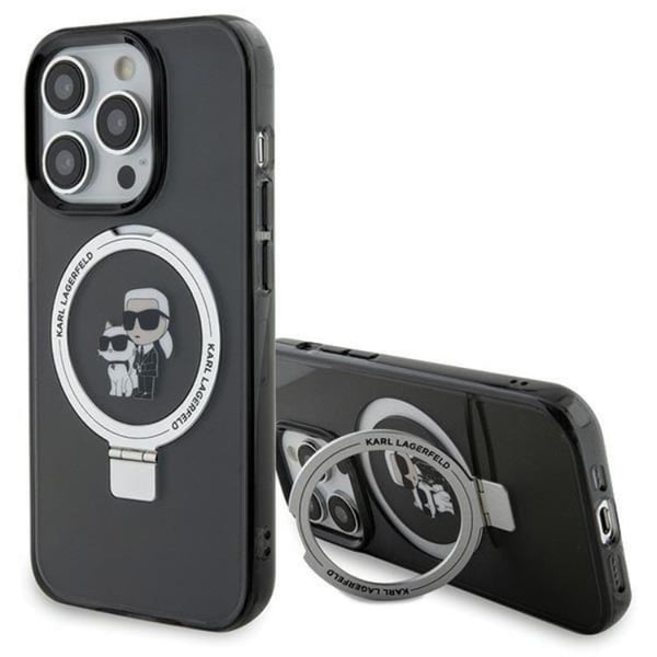 KARL LAGERFELD Mobilskal till iPhone 15 Pro MagSafe Ringställ - Svart