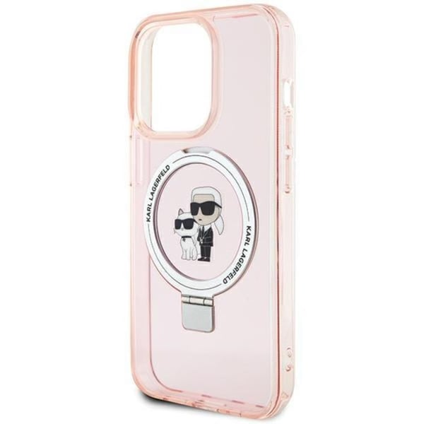 KARL LAGERFELD Mobilskal till iPhone 15 Pro Max MagSafe Ringställ - Rosa