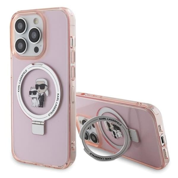 KARL LAGERFELD Mobilskal till iPhone 15 Pro Max MagSafe Ringställ - Rosa