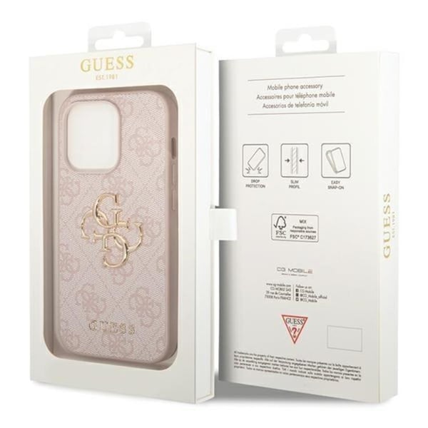 Guess Mobilskal till iPhone 15 Pro Max Big Metall Logo - Rosa
