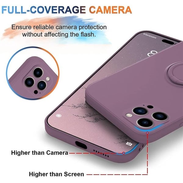 Mobilskal till iPhone 15 Pro Ringhållare Liquid Silikon - Lila