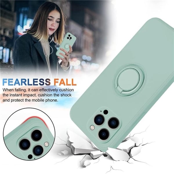 Mobilskal till iPhone 15 Pro Ringhållare Liquid Silikon - Cyan
