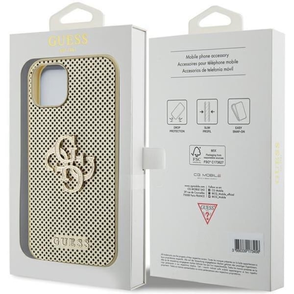 Guess Mobilskal till iPhone 15 Perforated Glitter - Guld