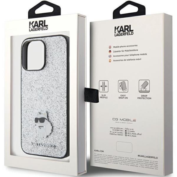 Karl Lagerfeld Mobilskal till iPhone 15 Pro Max Fixed Glitter Metal Pin