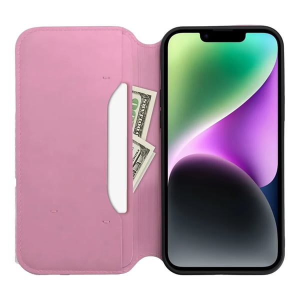 iPhone 15 Plus Lompakkokotelo Dual Pocket - Pinkki