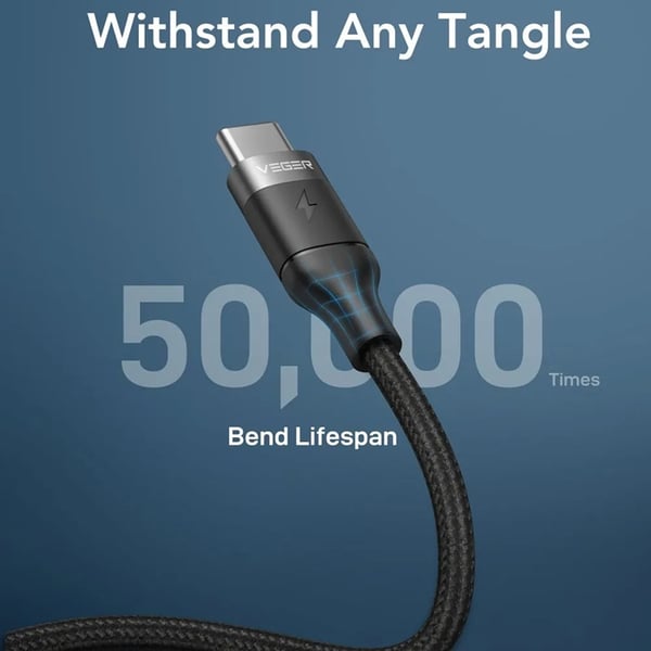 Veger USB-C till USB-C kabel 1.5m 2.4A - Svart