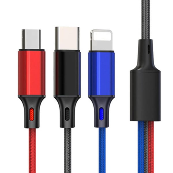 3 i 1 Multifunktionell Snabbladdnings Micro-USB/Lightning/Type-C