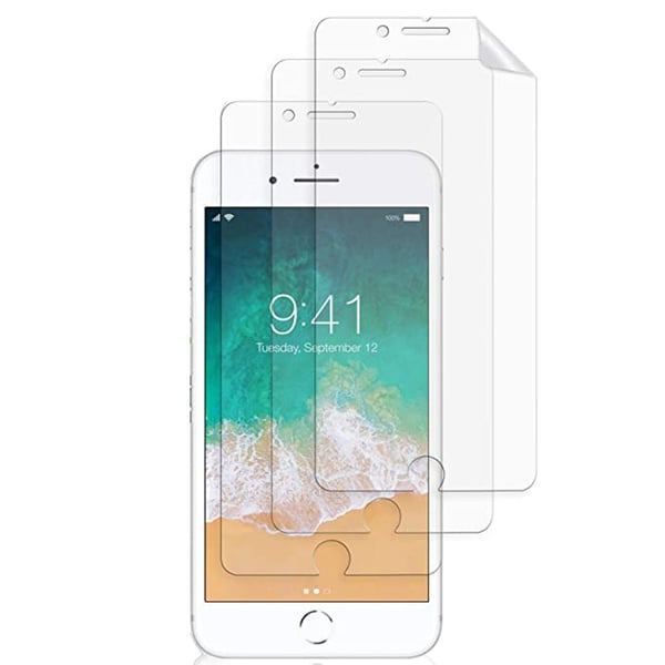 3-PACK iPhone 7 Mjukt Framsida & Baksida Skärmskydd PET 9H 0,2mm