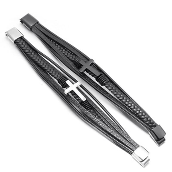 Stilsäkert Hög Kvalitets PU-Läder Kors Armband