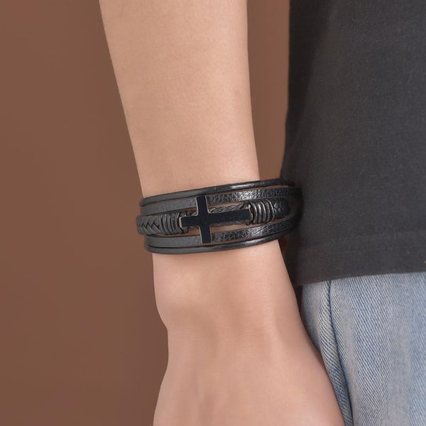 Stilsäkert Hög Kvalitets PU-Läder Kors Armband