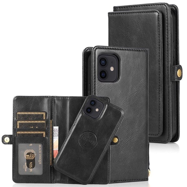 iPhone 12 - Praktiskt Stilrent 2 i 1 Plånboksfodral