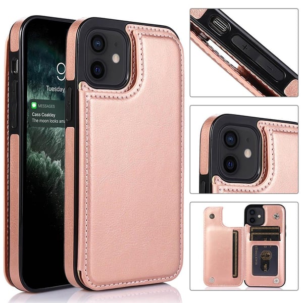 iPhone 12 - Praktiskt Stilrent Skal med Korthållare