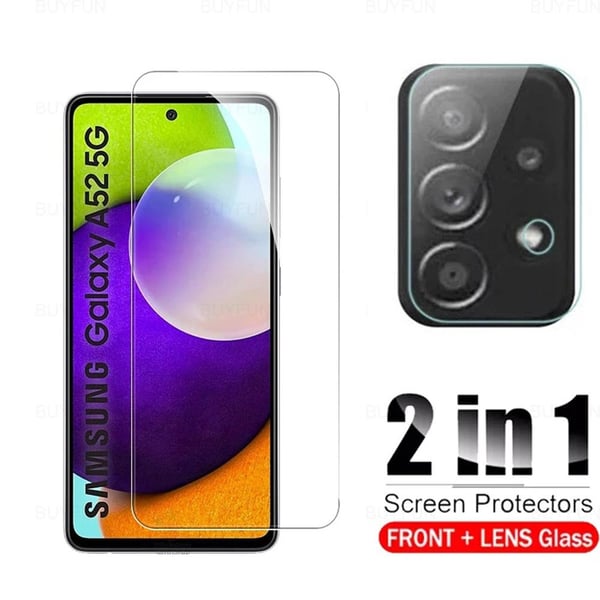 2-PACK Samsung Galaxy A52 Skärmskydd + Kameralinsskydd HD 0,3mm