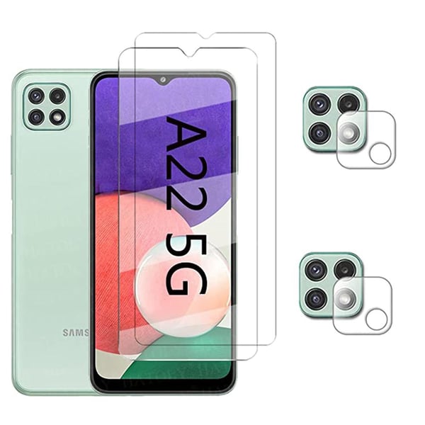 2-PACK Galaxy A22 5G Sk�rmskydd + Kameralinsskydd HD 0,3mm