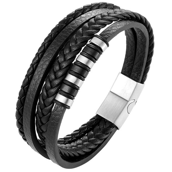 Stilsäkert Högkvalitet Slittåligt Väven Läder Armband