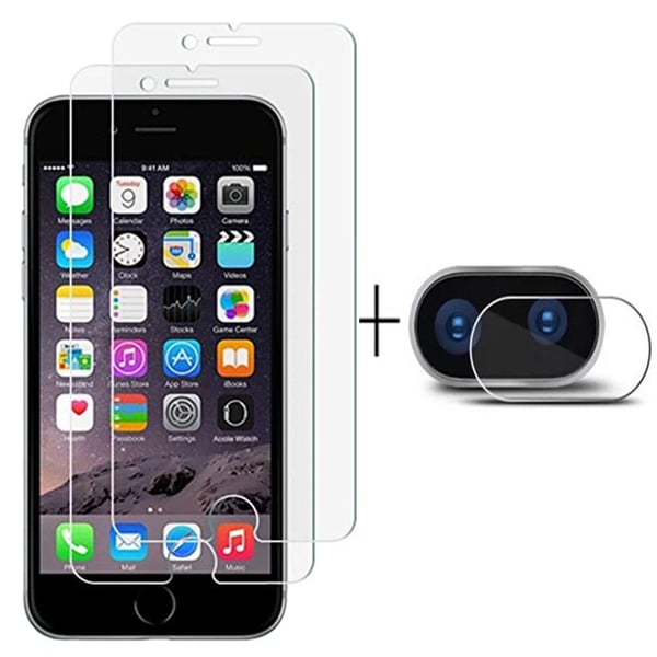 2-PACK iPhone 8 Plus Skärmskydd + Kameralinsskydd HD 0,3mm