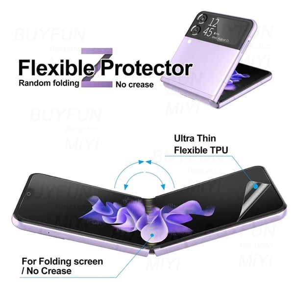 2-PACK Samsung Galaxy Z Flip 3 3-in-1 Hydrogel Skärmskydd