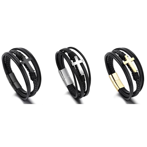 Stilrent Hög Kvalitets PU-Läder Kors Armband