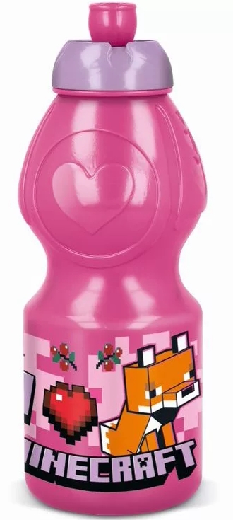 Minecraft Water Bottle/Sports Bottle 400ml Pink