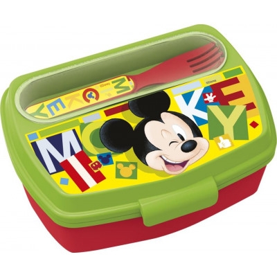 Lunchbox Disney Mickey Mouse with cutlery