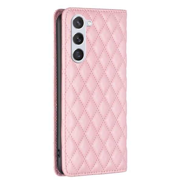 BINFEN Galaxy S24 Fodral Diamond Flip Läder Rosa