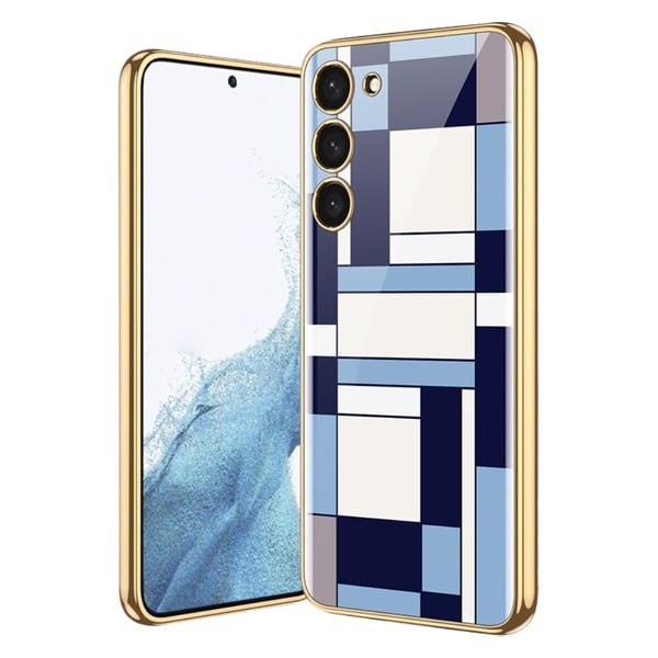 GKK Galaxy S24 Plus Skal Härdat Glas Electroplate Blå/Vit GKK Galaxy S24 Plus Skal Härdat Glas Electroplate Blå/Vit