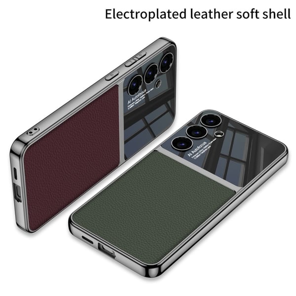 GKK Galaxy S24 Plus Skal Hybrid Läder Litchi Röd