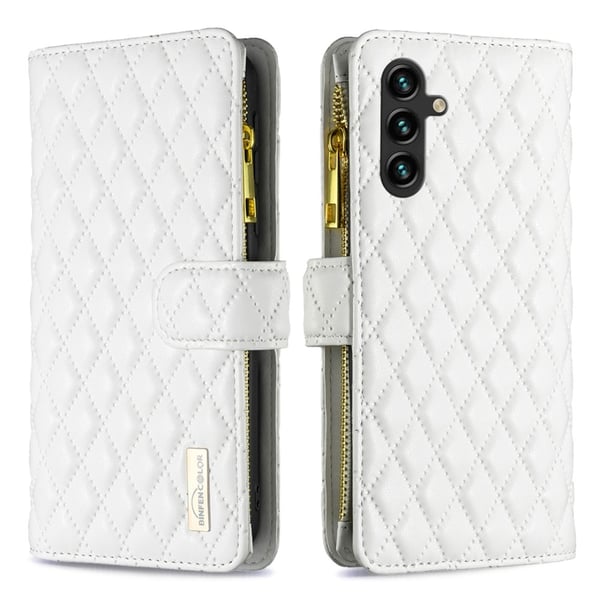 BINFEN Galaxy A35 5G Fodral Diamond Multifunktionell Vit