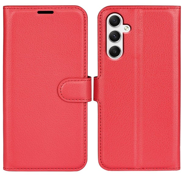 Samsung Galaxy A35 5G Fodral Läder Litchi Röd Samsung Galaxy A35 5G Fodral Läder Litchi Röd
