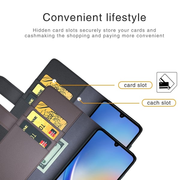 Samsung Galaxy A35 5G Fodral Premium Äkta Läder Brun
