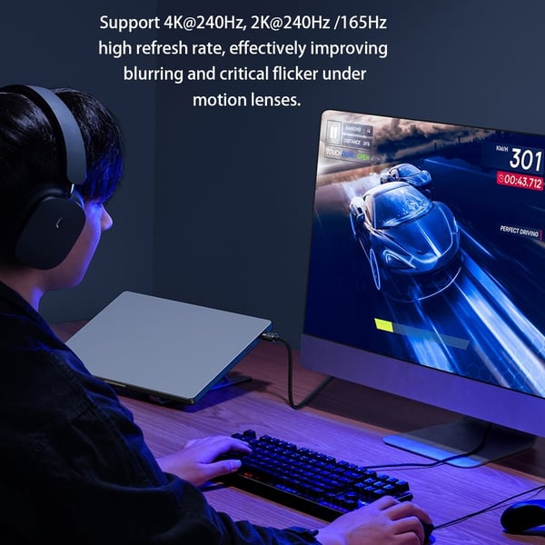 Baseus DP DisplayPort Hane Kabel 1m, 8K Stöd Svart