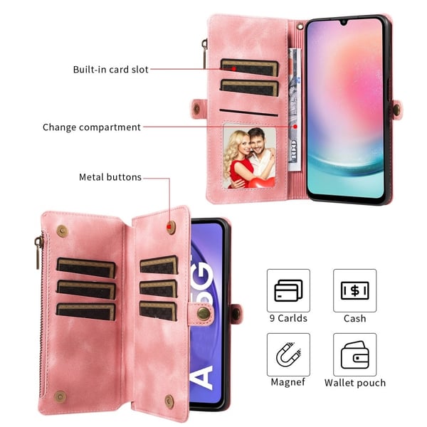 Galaxy A25 5G Fodral Multifunktionell Flerkort Läder Svart