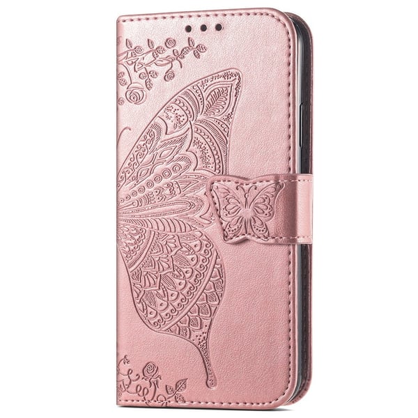 Samsung Galaxy A25 5G Fodral Läder Big Butterfly Roséguld