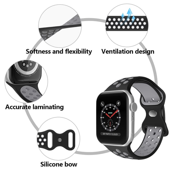 Sportarmband Dual-Color Apple Watch 42/44/45/46/49 mm (M/L) Svart/Grå