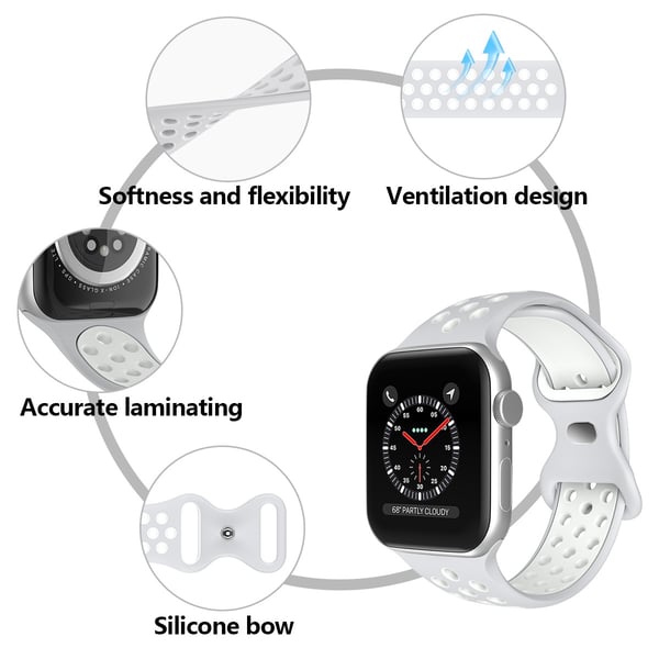 Sportarmband Dual-Color Apple Watch 42/44/45/46/49 mm (S/M) Grå/Vit