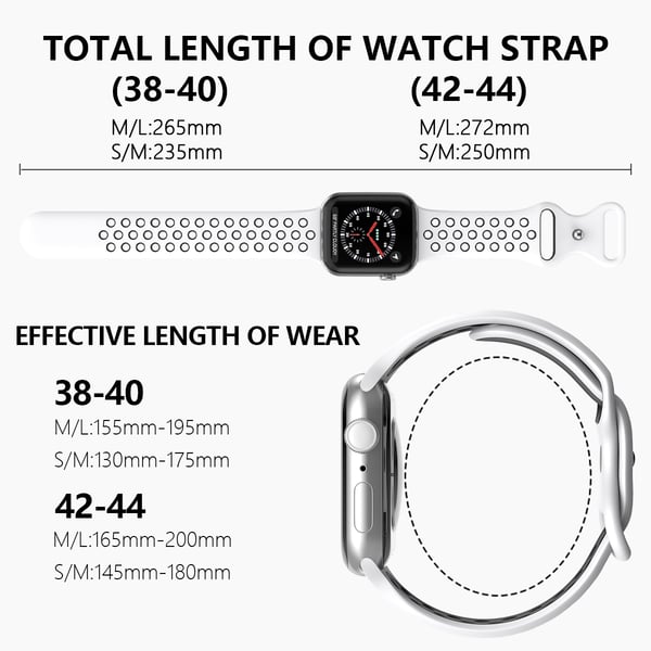 Sportarmband Dual-Color Apple Watch 42/44/45/46/49 mm (M/L) Vit/Svart