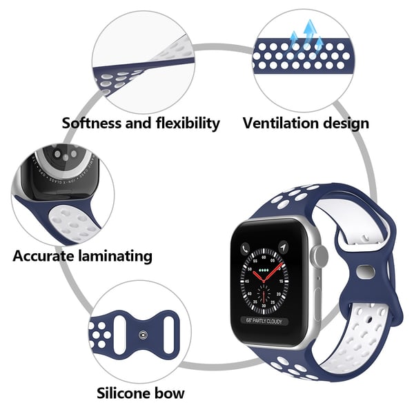 Sportarmband Dual-Color Apple Watch 42/44/45/46/49 mm (M/L) Blå/Vit