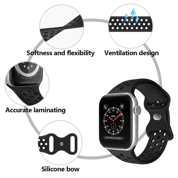 Sportarmband Dual-Color Apple Watch 42/44/45/46/49 mm (S/M) Svart