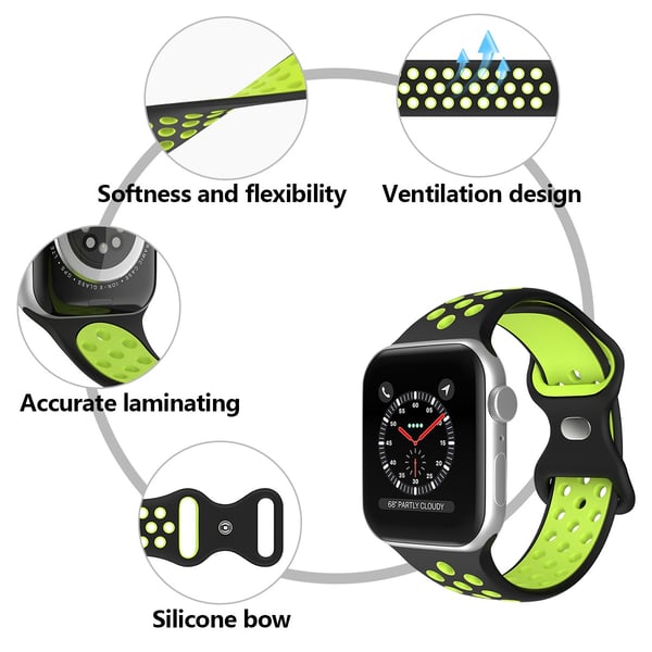 Sportarmband Dual-Color Apple Watch 42/44/45/46/49 mm (M/L) Svart/Gul