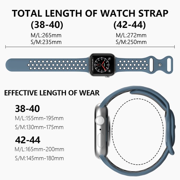 Sportarmband Dual-Color Apple Watch 42/44/45/46/49 mm (M/L) Blå/Svart