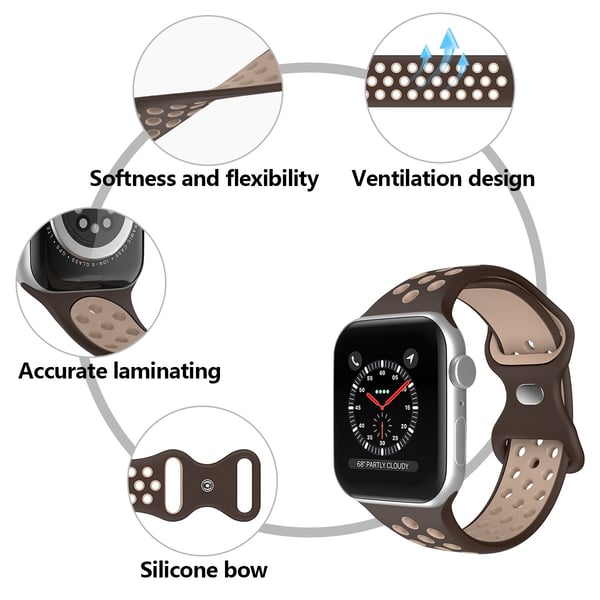 Sportarmband Dual-Color Apple Watch 42/44/45/46/49 mm (S/M) Brun