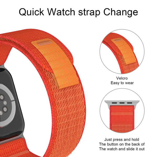 Apple Watch 42/44/45/46/49 mm Armband Nylon Trail Loop Orangeröd