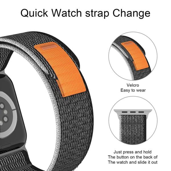 Apple Watch 38/40/41/42 mm Armband Nylon Trail Loop Svart/Grå