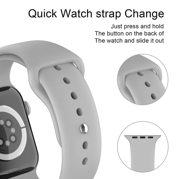 Apple Watch 38/40/41/42 mm Silikon Armband (M/L) Ljus Grå