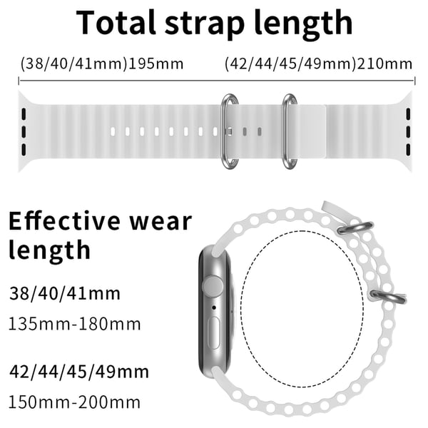 Apple Watch 42/44/45/46/49 mm Armband Ocean Wave Vit