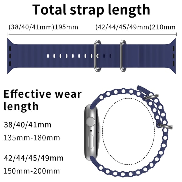 Apple Watch 42/44/45/46/49 mm Armband Ocean Wave Midnight Blue
