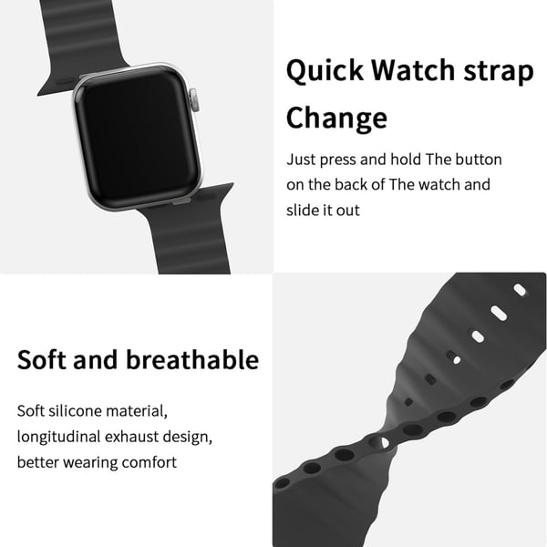 Apple Watch 42/41/40/38 mm Armband Ocean Wave Svart