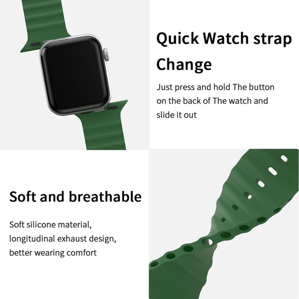 Apple Watch 42/41/40/38 mm Armband Ocean Wave Army Green