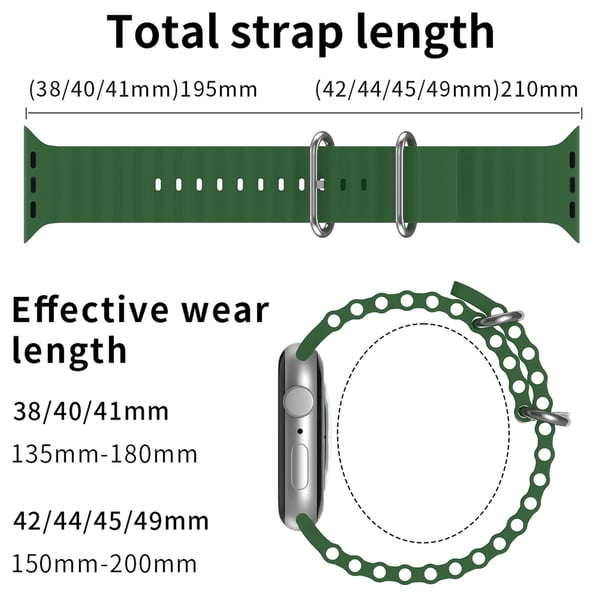 Apple Watch 42/44/45/46/49 mm Armband Ocean Wave Army Green